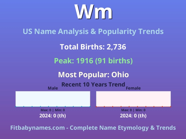 Infographic: Wm name meaning, origin, and popularity trends in the United States (US baby name analysis chart)