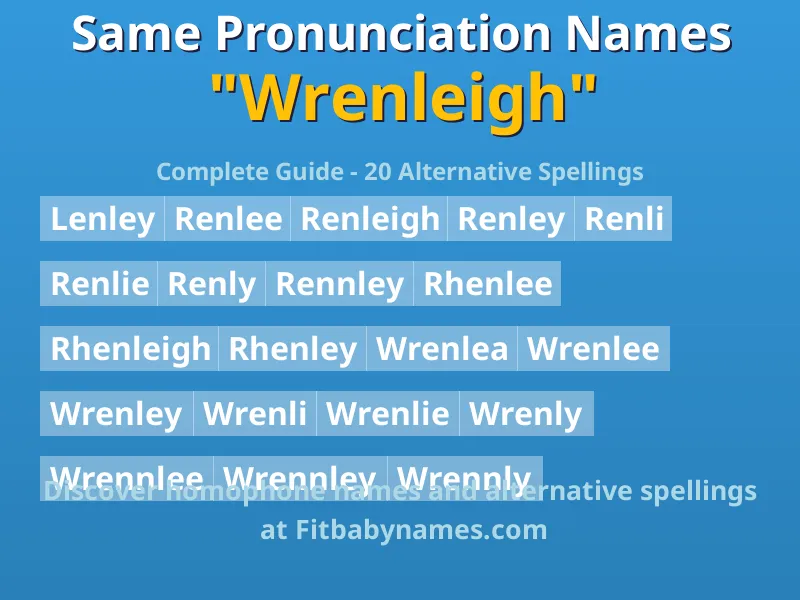 Infographic: Wrenleigh same pronunciation names, similar names, and homophone names
