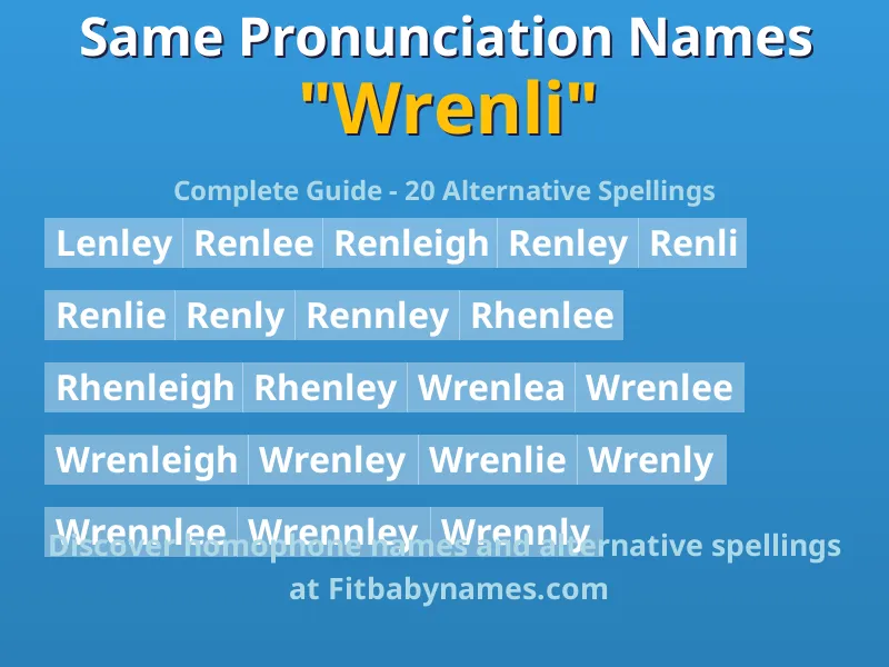 Infographic: Wrenli same pronunciation names, similar names, and homophone names