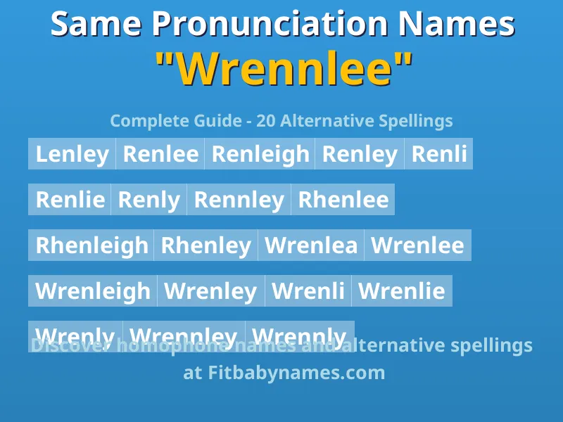 Infographic: Wrennlee same pronunciation names, similar names, and homophone names