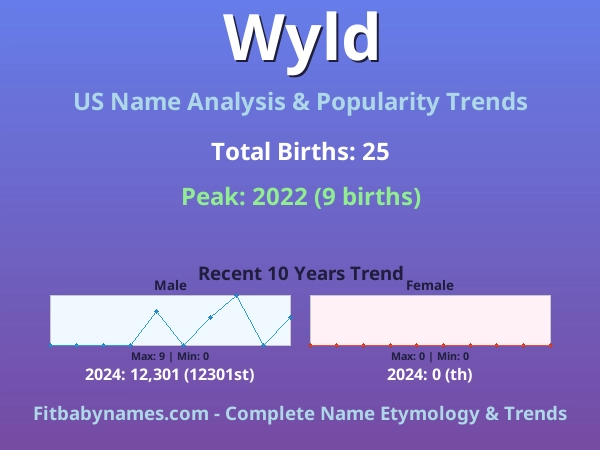 Infographic: Wyld name meaning, origin, and popularity trends in the United States (US baby name analysis chart)