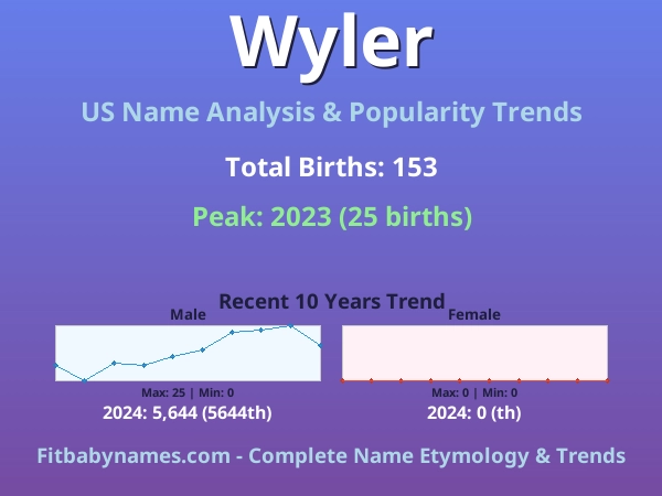 Infographic: Wyler name meaning, origin, and popularity trends in the United States (US baby name analysis chart)