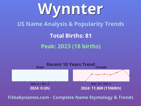 Infographic: Wynnter name meaning, origin, and popularity trends in the United States (US baby name analysis chart)