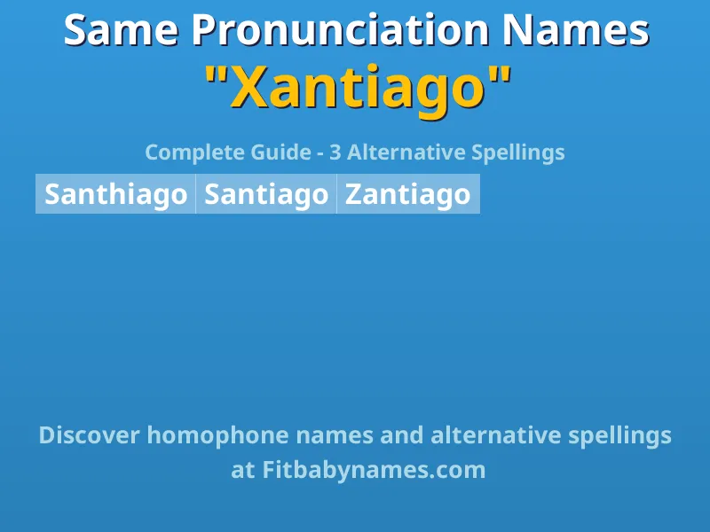 Infographic: Xantiago same pronunciation names, similar names, and homophone names