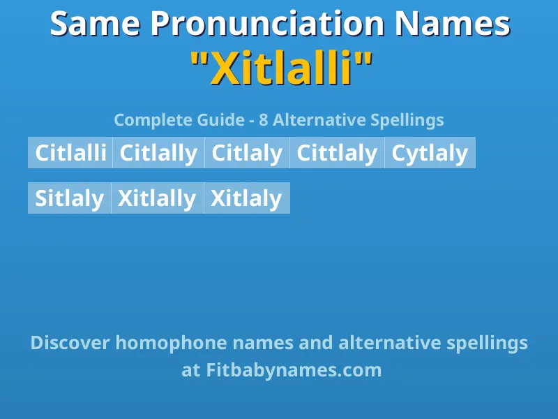 Infographic: Xitlalli same pronunciation names, similar names, and homophone names