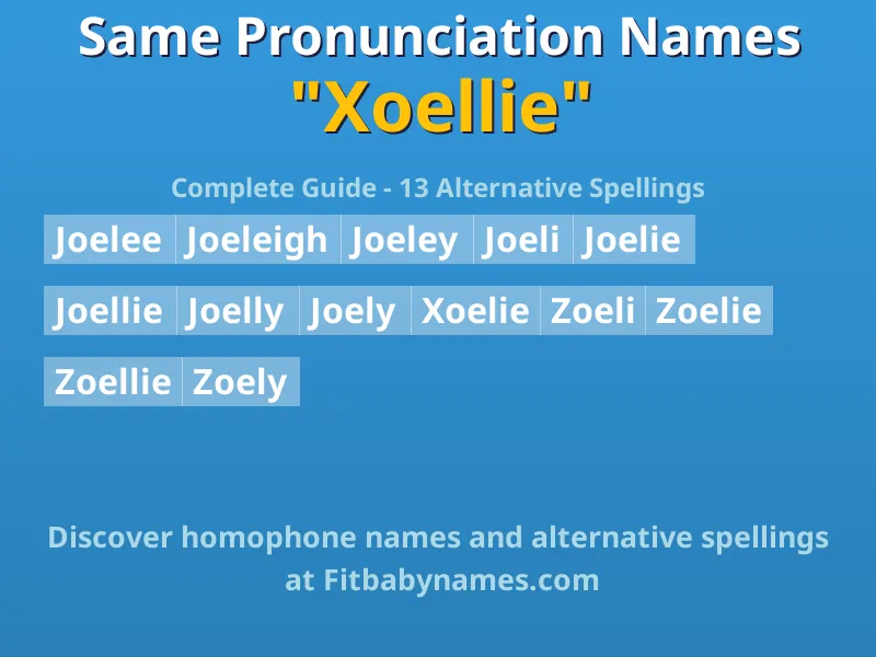 Infographic: Xoellie same pronunciation names, similar names, and homophone names
