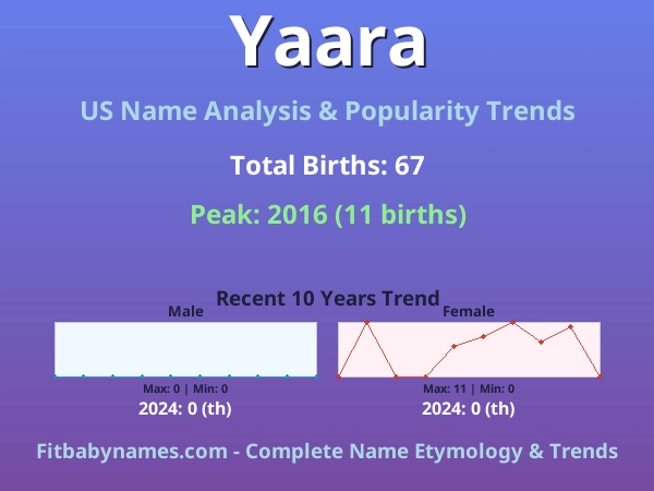 Infographic: Yaara name meaning, origin, and popularity trends in the United States (US baby name analysis chart)