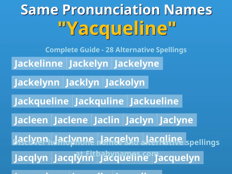 Infographic: Yacqueline same pronunciation names, similar names, and homophone names