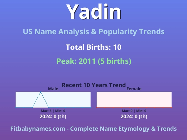 Infographic: Yadin name meaning, origin, and popularity trends in the United States (US baby name analysis chart)