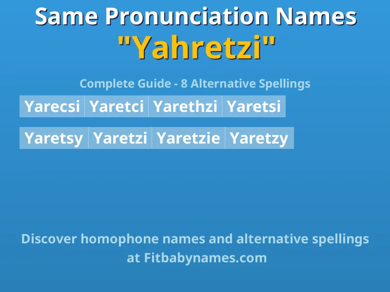 Infographic: Yahretzi same pronunciation names, similar names, and homophone names