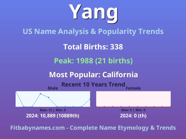 Infographic: Yang name meaning, origin, and popularity trends in the United States (US baby name analysis chart)