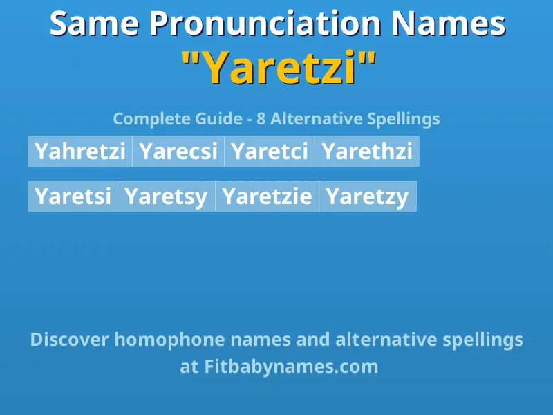 Infographic: Yaretzi same pronunciation names, similar names, and homophone names