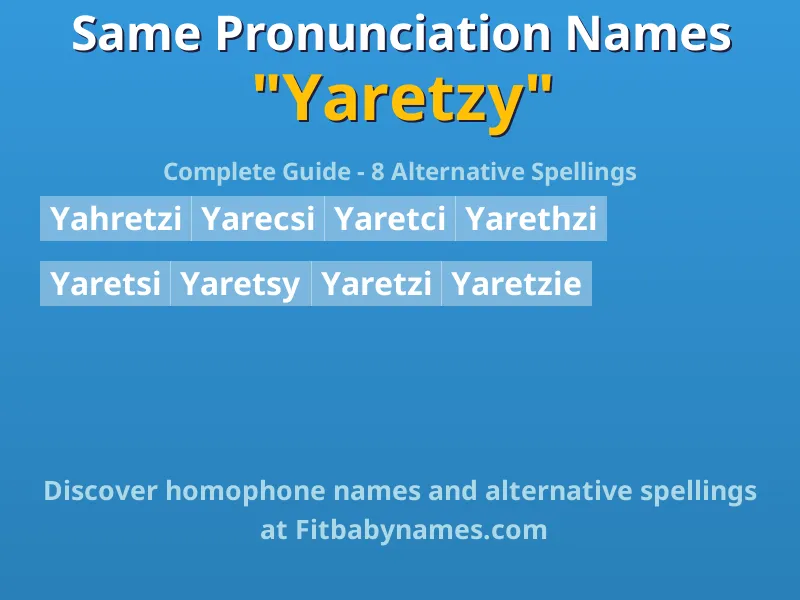 Infographic: Yaretzy same pronunciation names, similar names, and homophone names