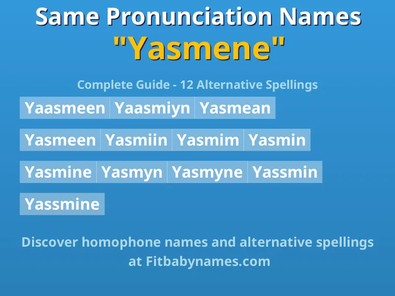 Infographic: Yasmene same pronunciation names, similar names, and homophone names