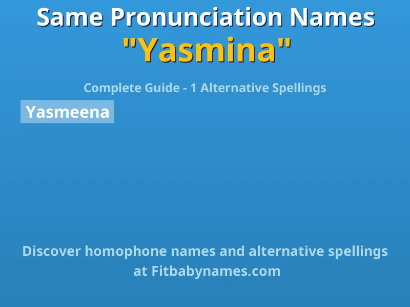 Infographic: Yasmina same pronunciation names, similar names, and homophone names