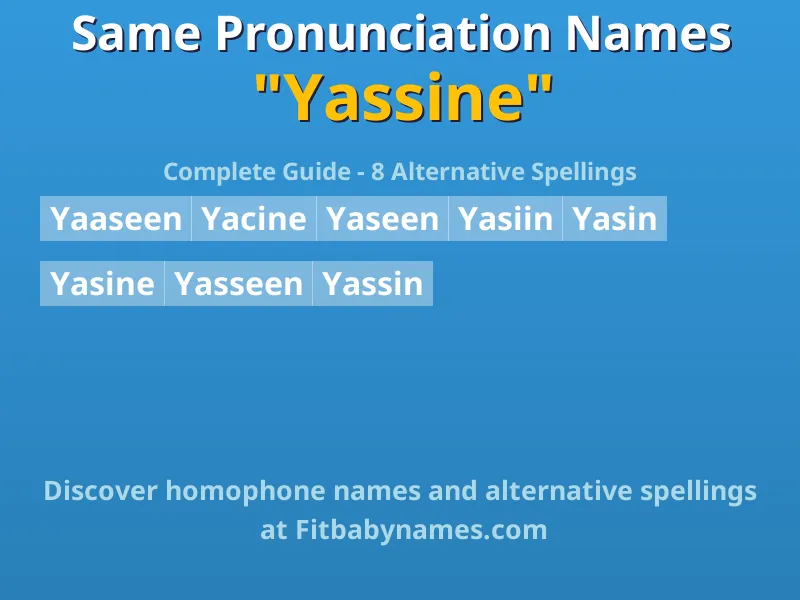 Infographic: Yassine same pronunciation names, similar names, and homophone names