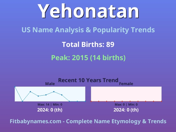 Infographic: Yehonatan name meaning, origin, and popularity trends in the United States (US baby name analysis chart)