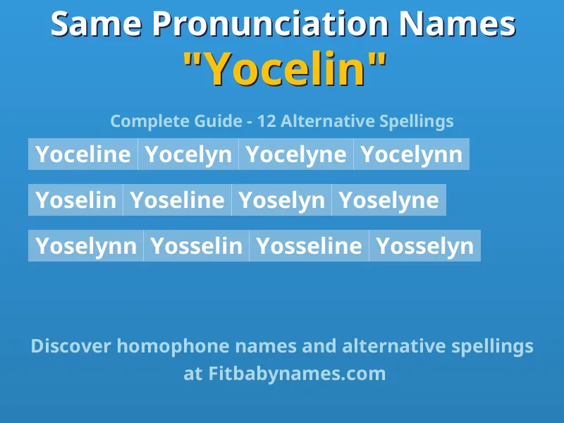 Infographic: Yocelin same pronunciation names, similar names, and homophone names