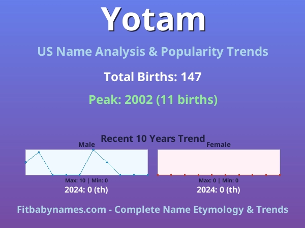 Infographic: Yotam name meaning, origin, and popularity trends in the United States (US baby name analysis chart)