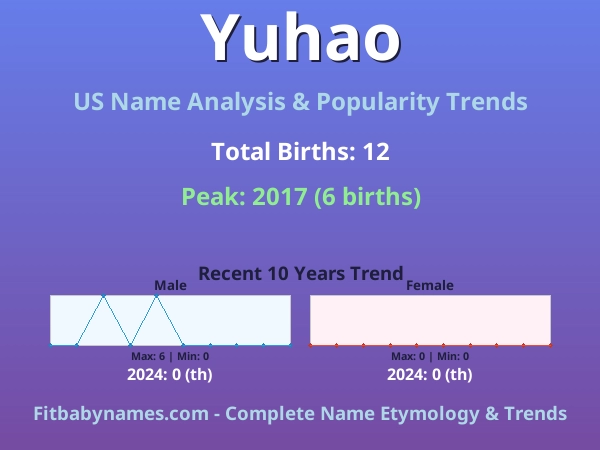 Infographic: Yuhao name meaning, origin, and popularity trends in the United States (US baby name analysis chart)