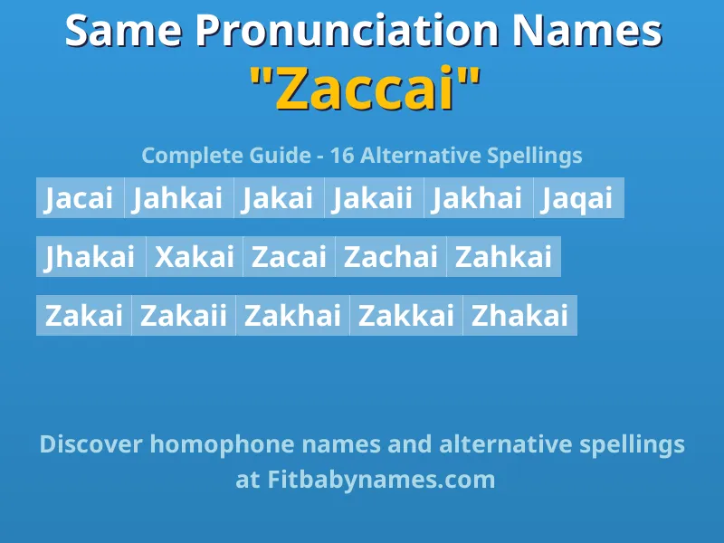 Infographic: Zaccai same pronunciation names, similar names, and homophone names