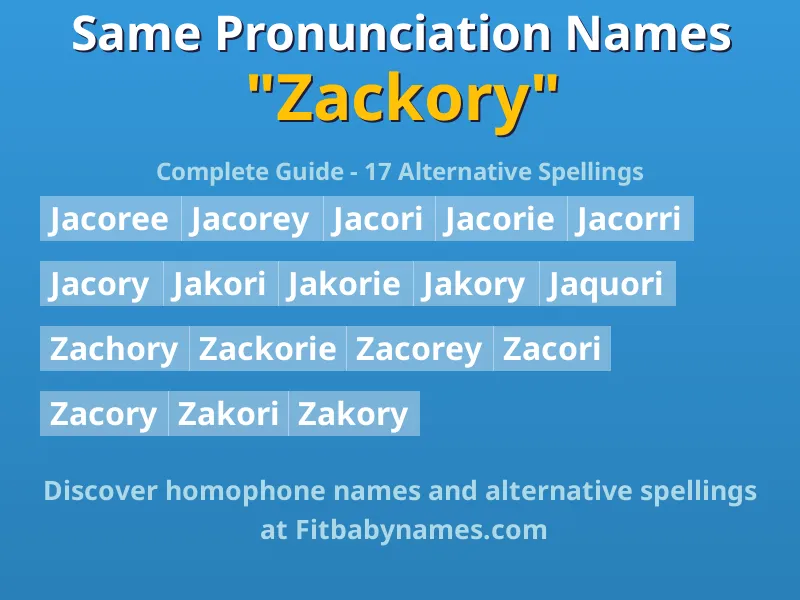 Infographic: Zackory same pronunciation names, similar names, and homophone names