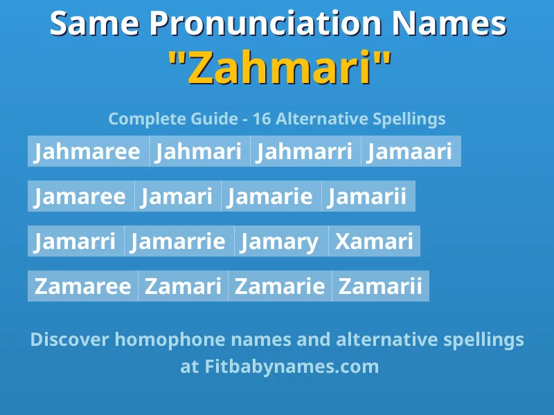 Infographic: Zahmari same pronunciation names, similar names, and homophone names
