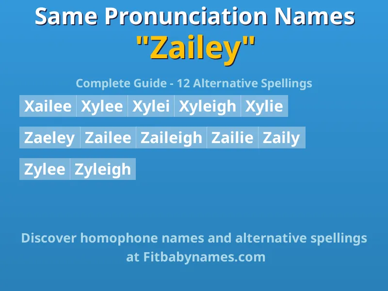 Infographic: Zailey same pronunciation names, similar names, and homophone names