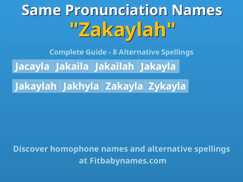 Infographic: Zakaylah same pronunciation names, similar names, and homophone names