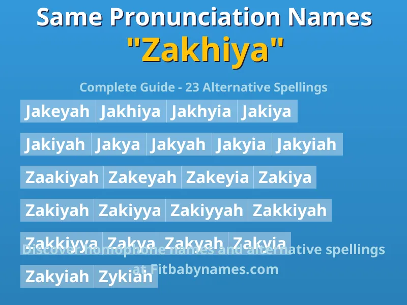 Infographic: Zakhiya same pronunciation names, similar names, and homophone names