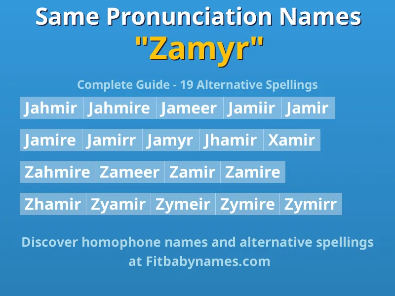 Infographic: Zamyr same pronunciation names, similar names, and homophone names