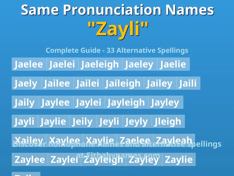Infographic: Zayli same pronunciation names, similar names, and homophone names