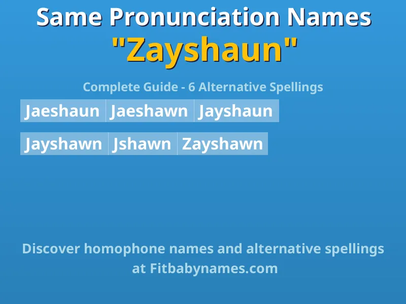Infographic: Zayshaun same pronunciation names, similar names, and homophone names