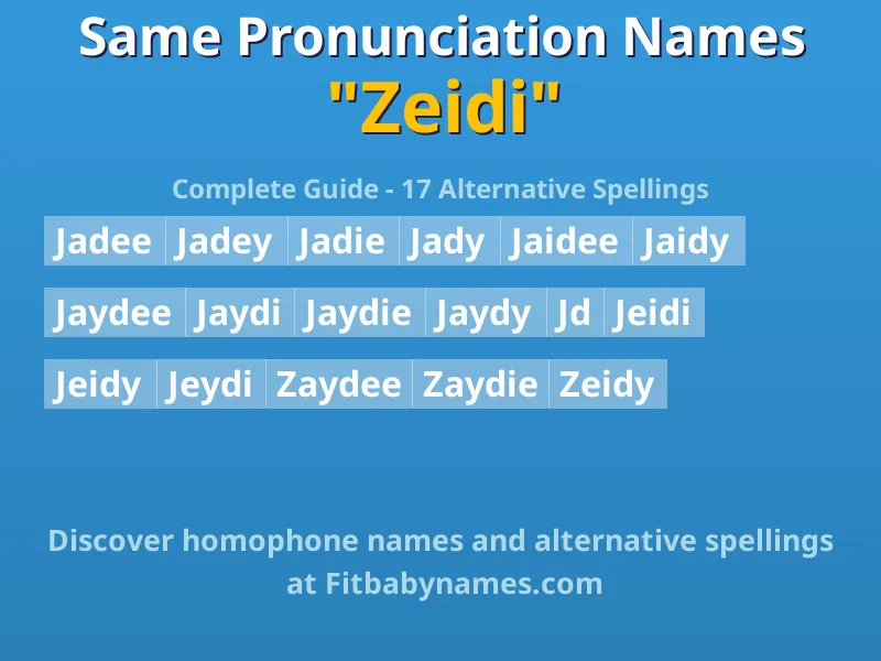 Infographic: Zeidi same pronunciation names, similar names, and homophone names