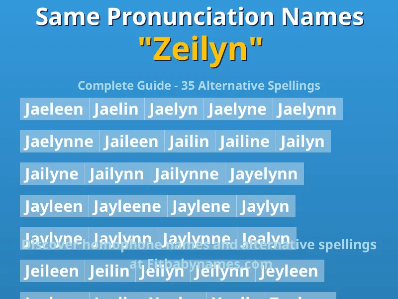 Infographic: Zeilyn same pronunciation names, similar names, and homophone names