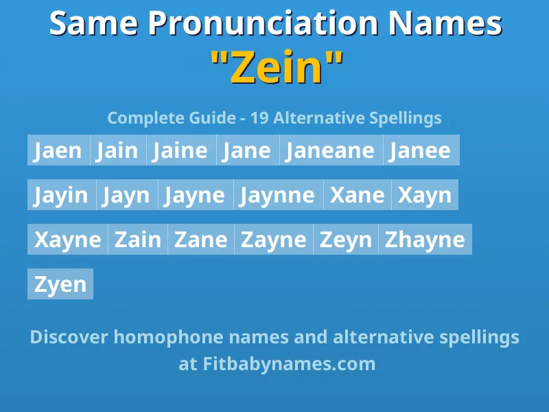 Infographic: Zein same pronunciation names, similar names, and homophone names