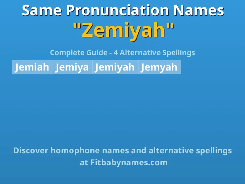 Infographic: Zemiyah same pronunciation names, similar names, and homophone names