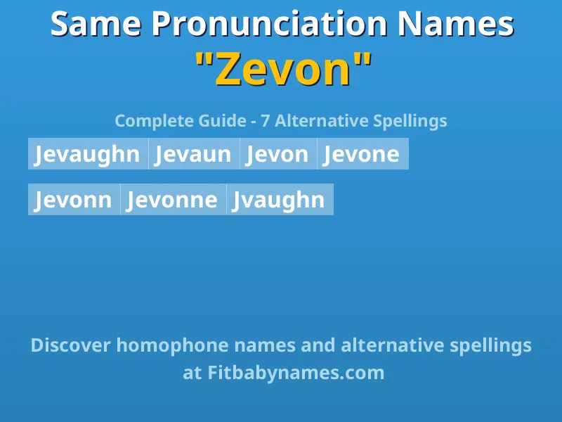 Infographic: Zevon same pronunciation names, similar names, and homophone names