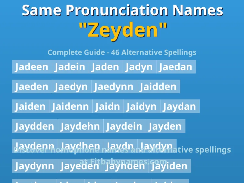 Infographic: Zeyden same pronunciation names, similar names, and homophone names