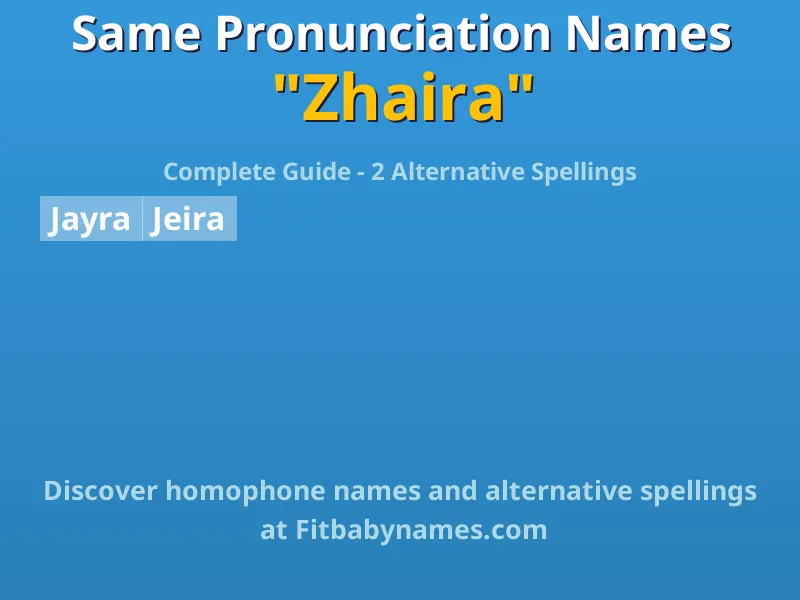 Infographic: Zhaira same pronunciation names, similar names, and homophone names