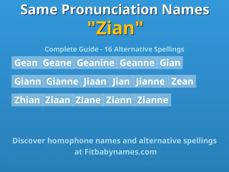 Infographic: Zian same pronunciation names, similar names, and homophone names