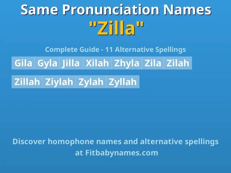 Infographic: Zilla same pronunciation names, similar names, and homophone names