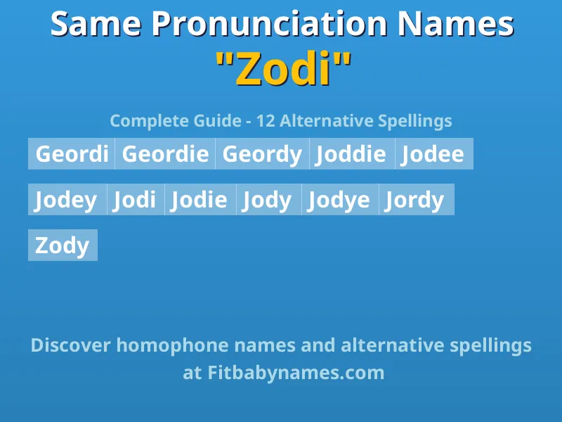 Infographic: Zodi same pronunciation names, similar names, and homophone names
