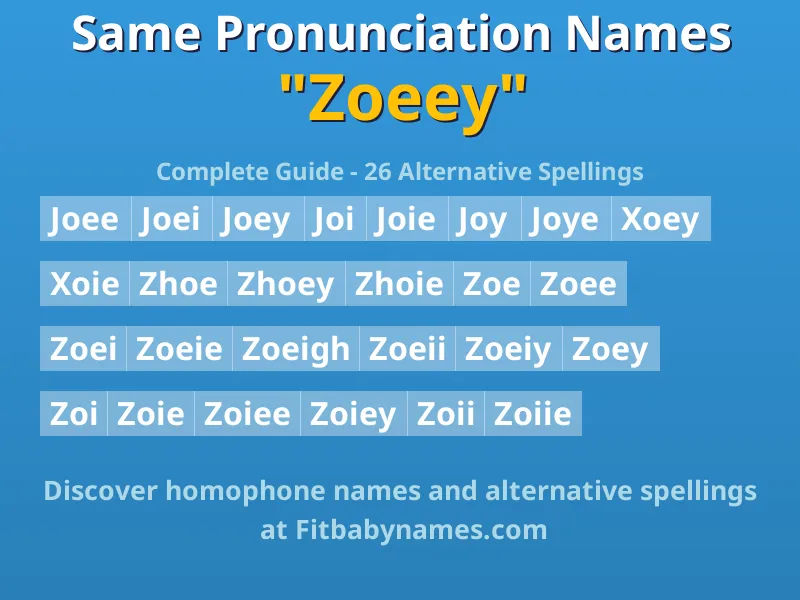 Infographic: Zoeey same pronunciation names, similar names, and homophone names