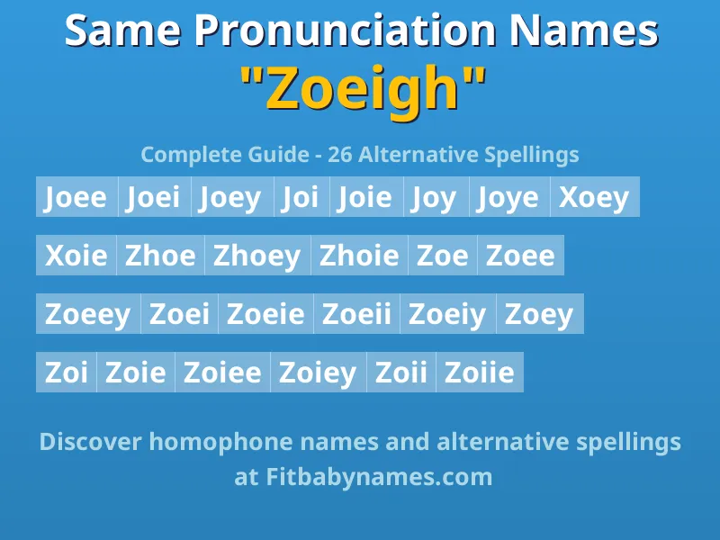 Infographic: Zoeigh same pronunciation names, similar names, and homophone names