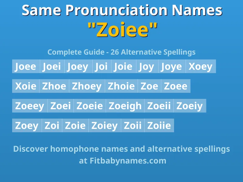 Infographic: Zoiee same pronunciation names, similar names, and homophone names
